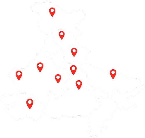 Map of Northern India showing XXA Insurance service locations across Punjab, Haryana, Himachal Pradesh, J&K, Uttarakhand, UP, Rajasthan and Delhi NCR